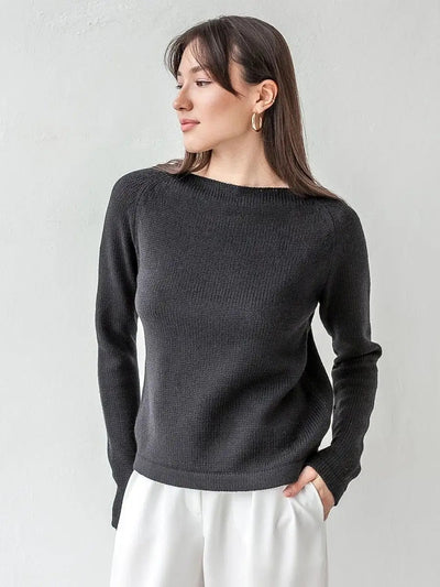 Damen feiner Strickpullover mit strukturiertem Rippdesign und hohem Kragen Heidi-Mode