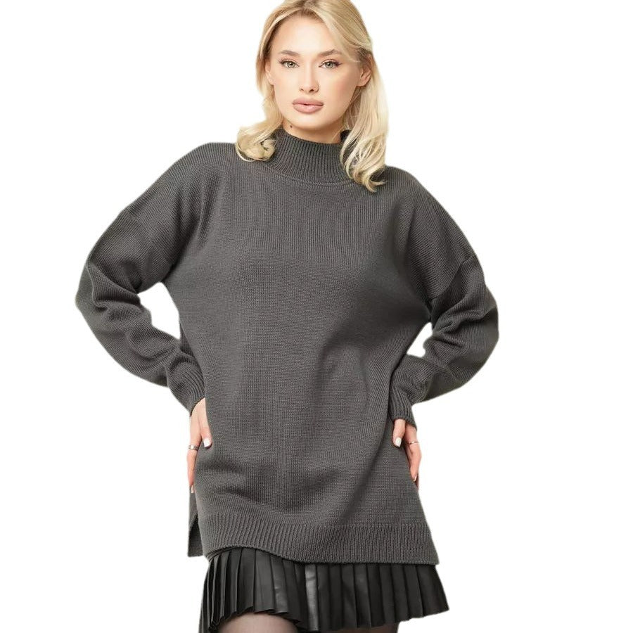 Damen Oversized Rollkragenpullover aus hochwertiger Baumwolle Heidi-Mode