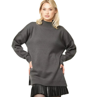 Damen Oversized Rollkragenpullover aus hochwertiger Baumwolle Heidi-Mode