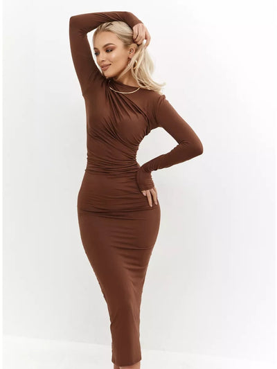 Damen Elegantes Wickelkleid mit langem Arm und raffinierten Rüschendetails Heidi-Mode