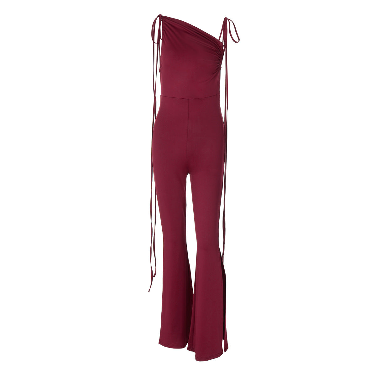 Damen eleganter Jumpsuit mit schulterfreiem Design und Seitenschlitzen Heidi-Mode