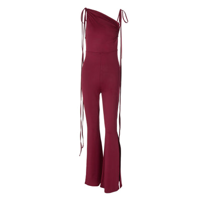 Damen eleganter Jumpsuit mit schulterfreiem Design und Seitenschlitzen Heidi-Mode