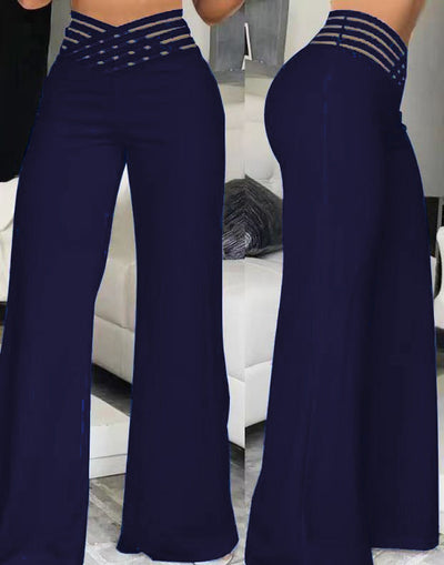 Damen Weit geschnittene Freizeithose mit Riemendesign und hoher Taille Heidi-Mode