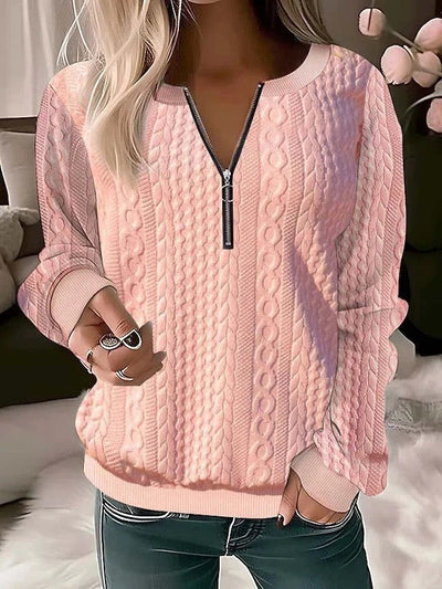Damen Strickpullover mit Reißverschluss Heidi-Mode