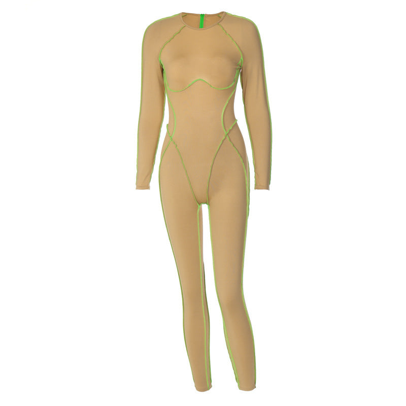 Damen figurbetonter Bodysuit mit tiefem Rückenausschnitt und sportlichem Design Heidi-Mode