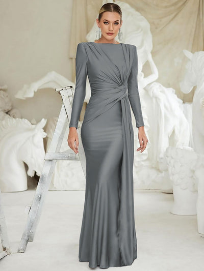 Damen Elegantes Maxikleid mit raffiniertem Wickeldesign und langen Ärmeln Heidi-Mode
