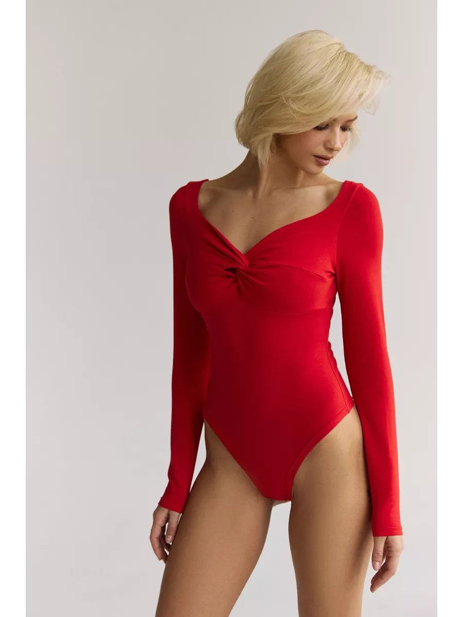 Damen Body mit geschmeidigem Stoff und elegantem Knoten-Ausschnitt Heidi-Mode