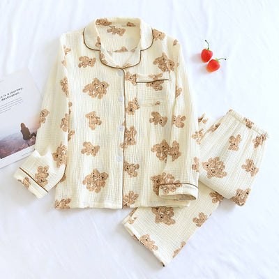 Gillian – Doppel-lagige lockere All-Cotton Crepe Pyjama-Anzug