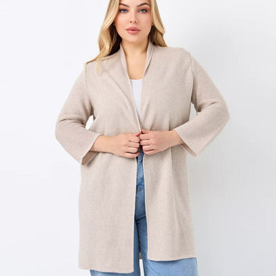 Damen eleganter Strickcardigan mit offenem Schnitt und feinem Muster Heidi-Mode