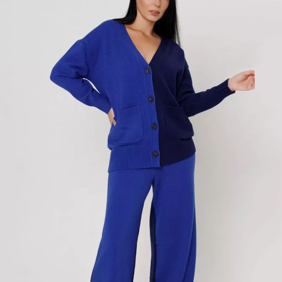 Damen lässiger Strickcardigan mit tiefem V-Ausschnitt und praktischen Taschen Heidi-Mode