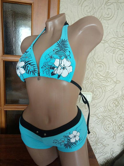 Damen Bikiniset mit floralem Druck und individuellem Halterdesign Heidi-Mode