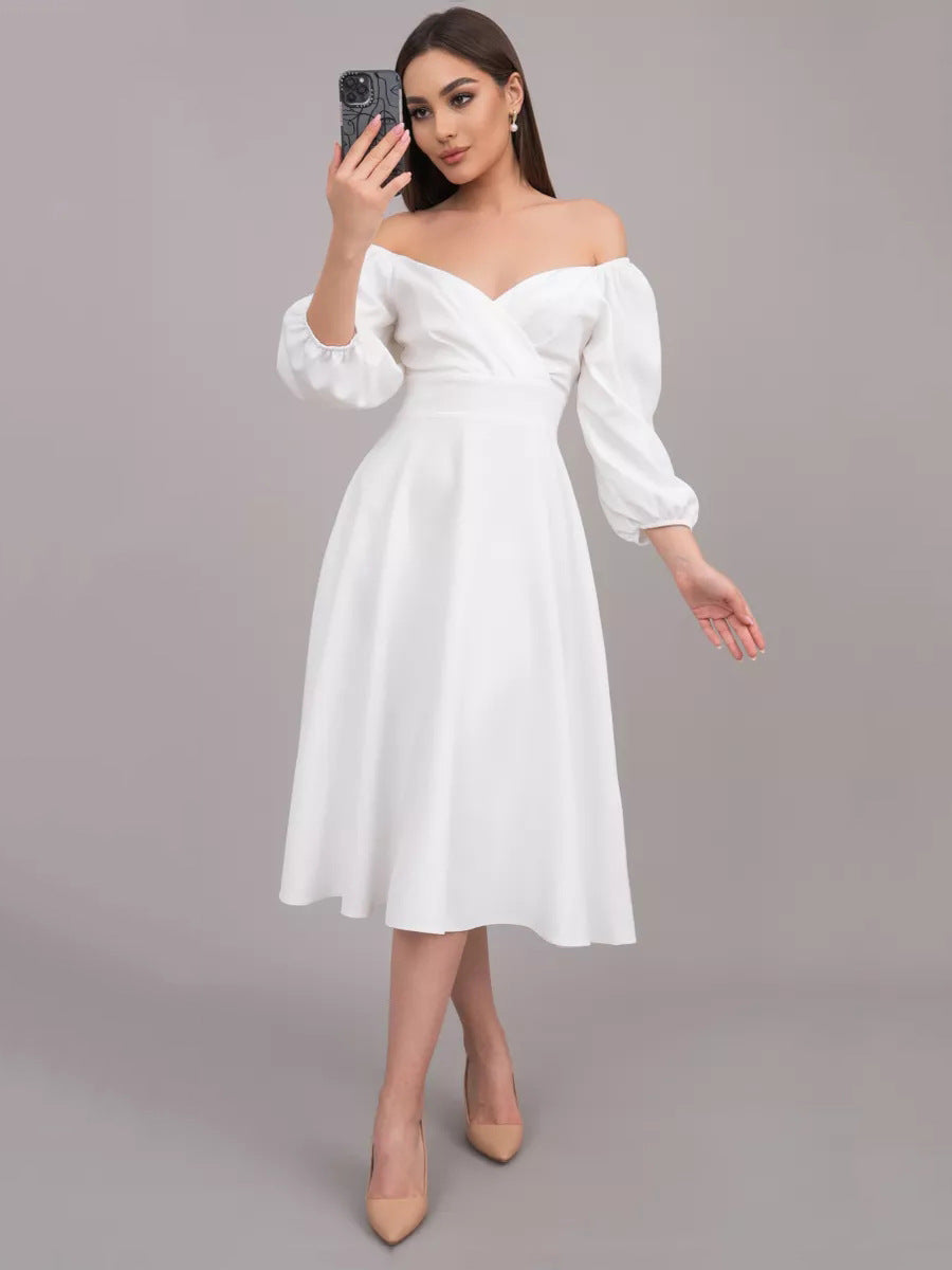 Damen Wickelkleid mit volumetrischen Ärmeln und elegantem V-Ausschnitt Heidi-Mode