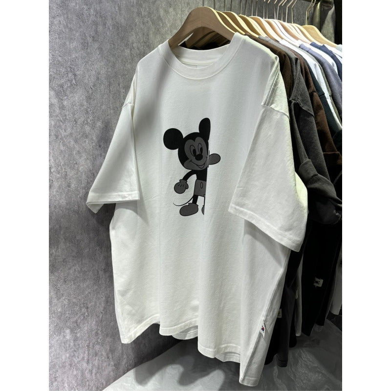 Damen Oversized T-Shirt mit einzigartigem Mickey Mouse Grafikdruck Heidi-Mode