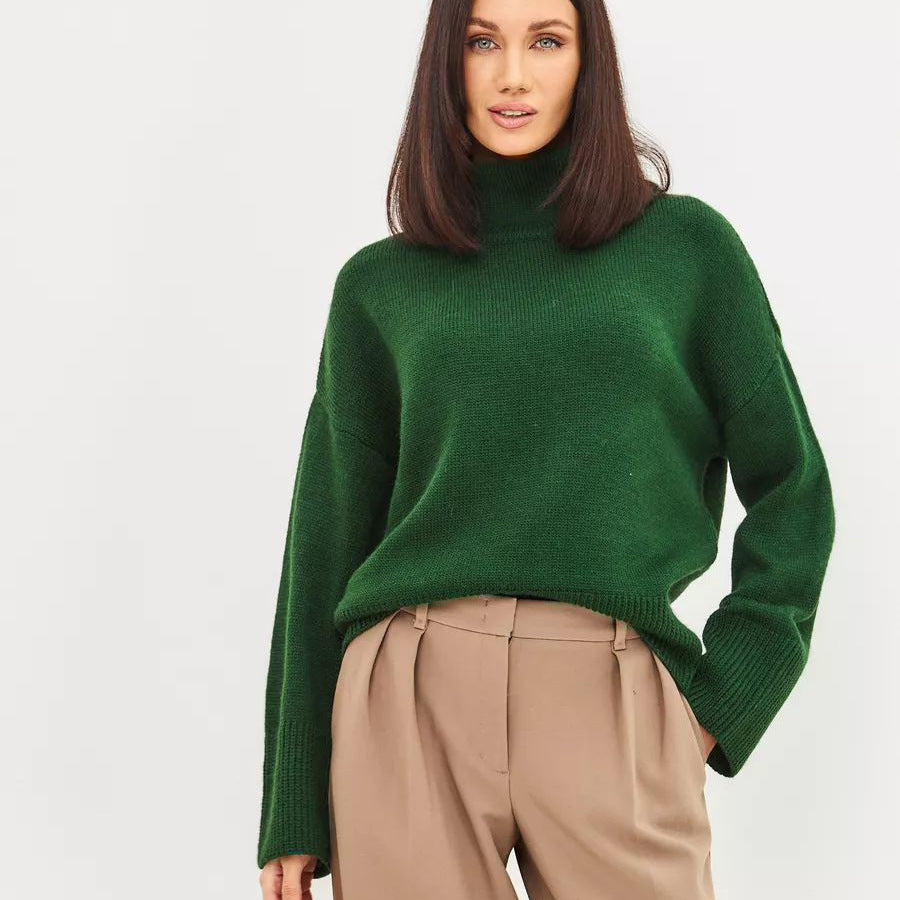Damen lässiger Rollkragenpullover aus weichem Material Heidi-Mode