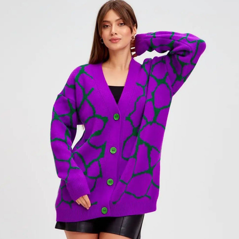 Damen Strickjacke mit grafischem Muster und eleganter Silhouette Heidi-Mode