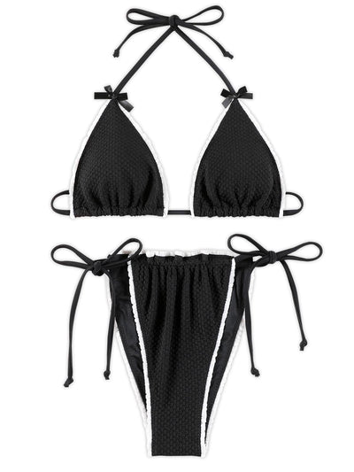 Femme Blumenmuster Dreieck Bikini Set mit verstellbaren Bändern Heidi-Mode