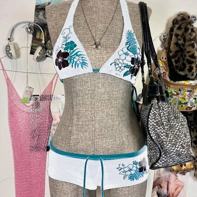 Damen Bikiniset mit floralem Druck und individuellem Halterdesign Heidi-Mode