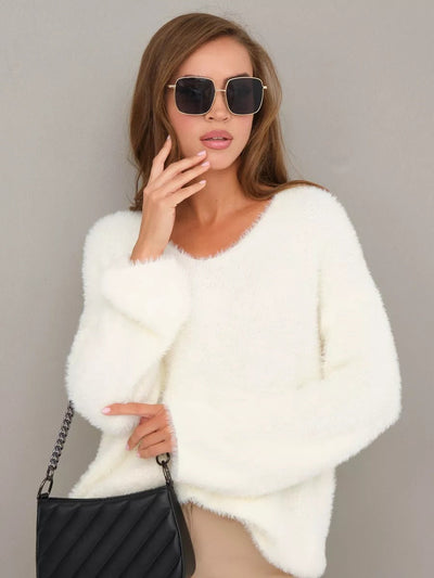 Damen kuscheliger Strickpullover mit weitem Schnitt und eleganten Details Heidi-Mode