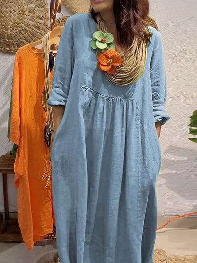 Damen Leichtes Sommerkleid mit eleganten Taschen und bequemen Zugdetails Heidi-Mode