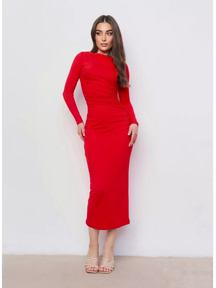 Damen Elegantes Wickelkleid mit langem Arm und raffinierten Rüschendetails Heidi-Mode