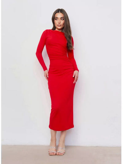 Damen Elegantes Wickelkleid mit langem Arm und raffinierten Rüschendetails Heidi-Mode