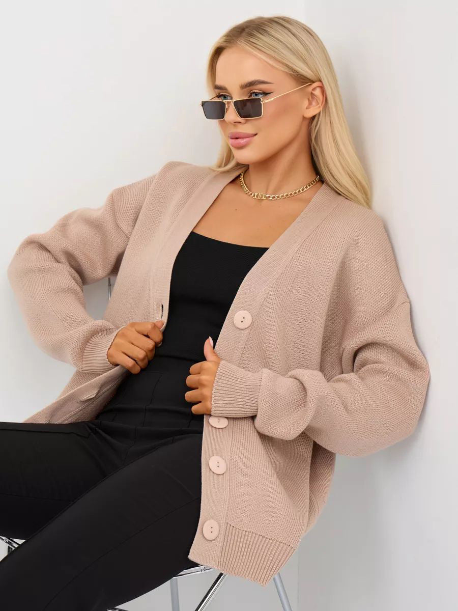 Damen Strickcardigan mit stylishem Knopfverschluss und lässigem Schnitt Heidi-Mode