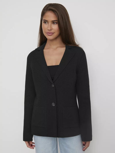 Damen strukturierte Blazerjacke mit elegantem Revers und funktionalen Taschen Heidi-Mode