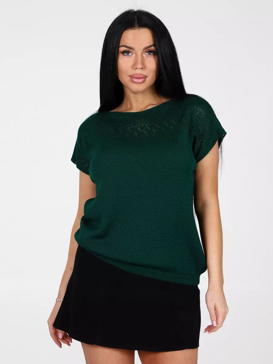 Damen luftiges Strickoberteil mit feiner Lochmusterstruktur und lässigem Schnitt Heidi-Mode