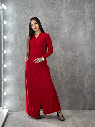 Damen Wickelkleid mit tiefem V-Ausschnitt und eleganter Raffung Heidi-Mode