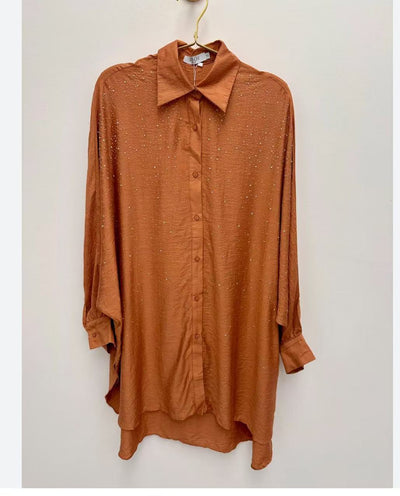 Damen Bluse mit glitzernden Details und lässigem Schnitt Heidi-Mode