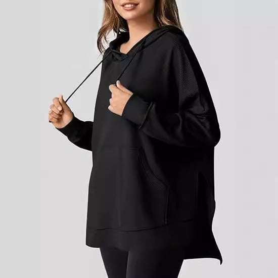 Damen Oversized Kapuzenpullover mit praktischen Eingrifftaschen und hochwertigem Strukturstoff Heidi-Mode