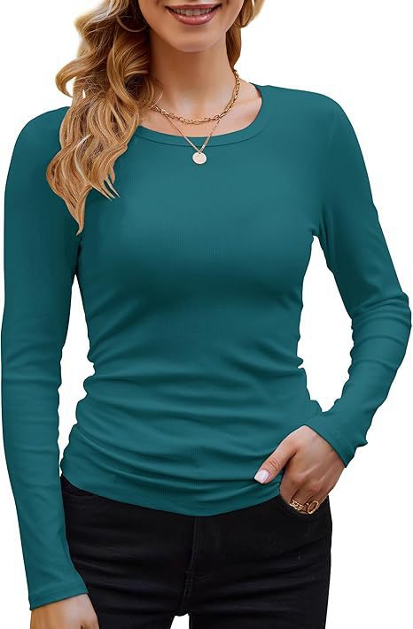 Damen Langarmshirt mit feinem Rippstrick und figurbetontem Schnitt Heidi-Mode