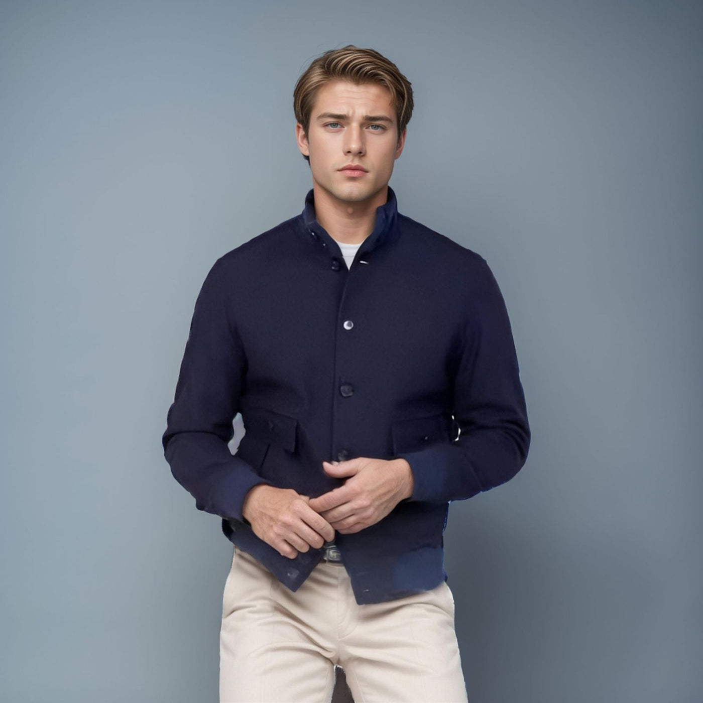 Herren modische Chino-Jacke mit praktischen Taschen Aliams