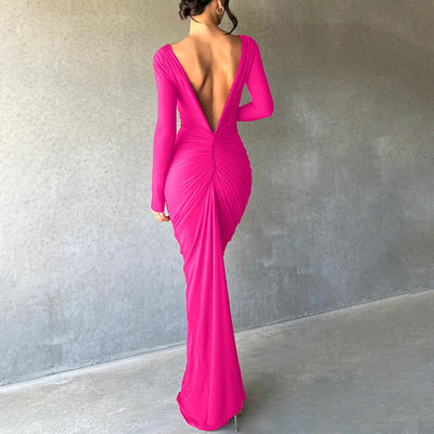 Damen Figurbetontes Wickelkleid mit tiefem V-Ausschnitt und eleganten Falten Heidi-Mode