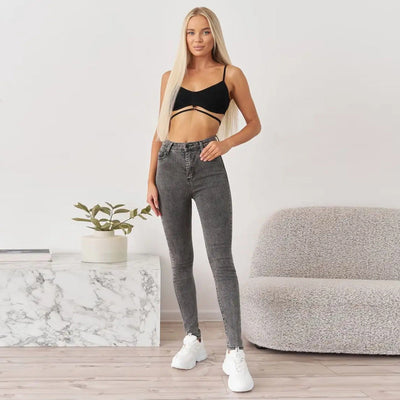 Damen High-Waist Jeans im klassischen Schnitt mit formender Passform Heidi-Mode