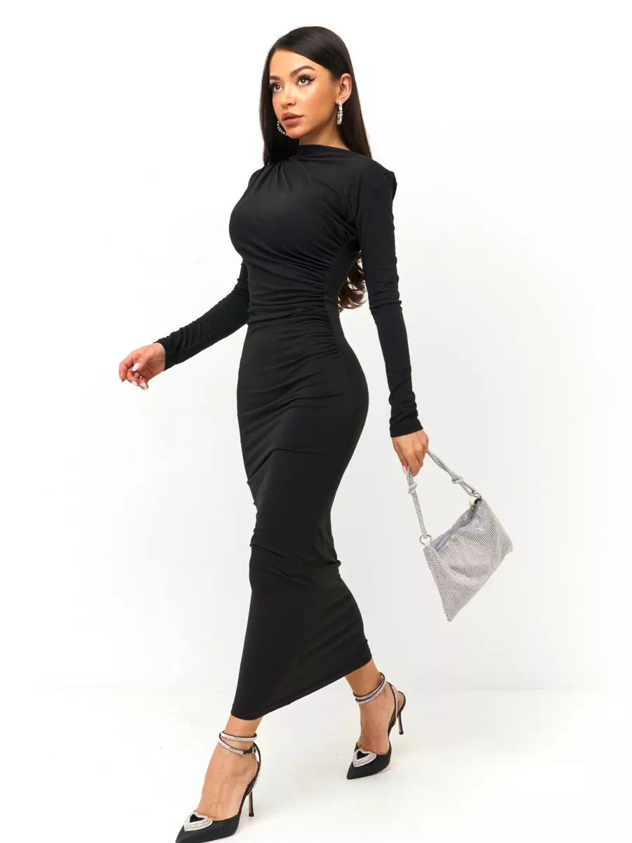 Damen Elegantes Wickelkleid mit langem Arm und raffinierten Rüschendetails Heidi-Mode