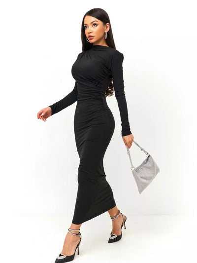 Damen Elegantes Wickelkleid mit langem Arm und raffinierten Rüschendetails Heidi-Mode