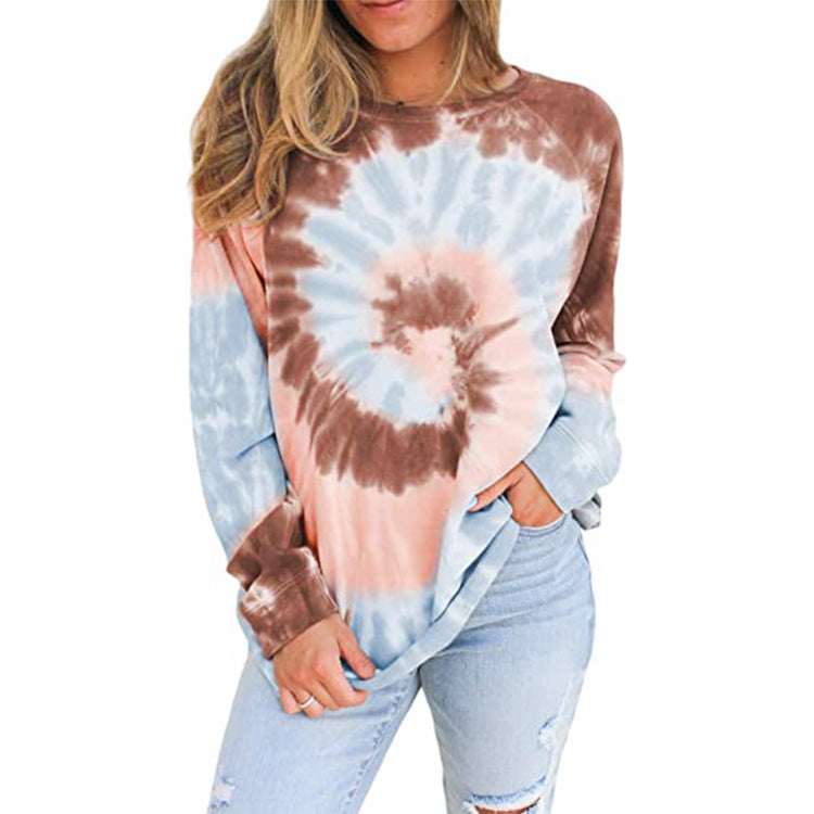 Damen lockerer Sweatshirt mit hypnotisierendem Tie-Dye-Muster Heidi-Mode