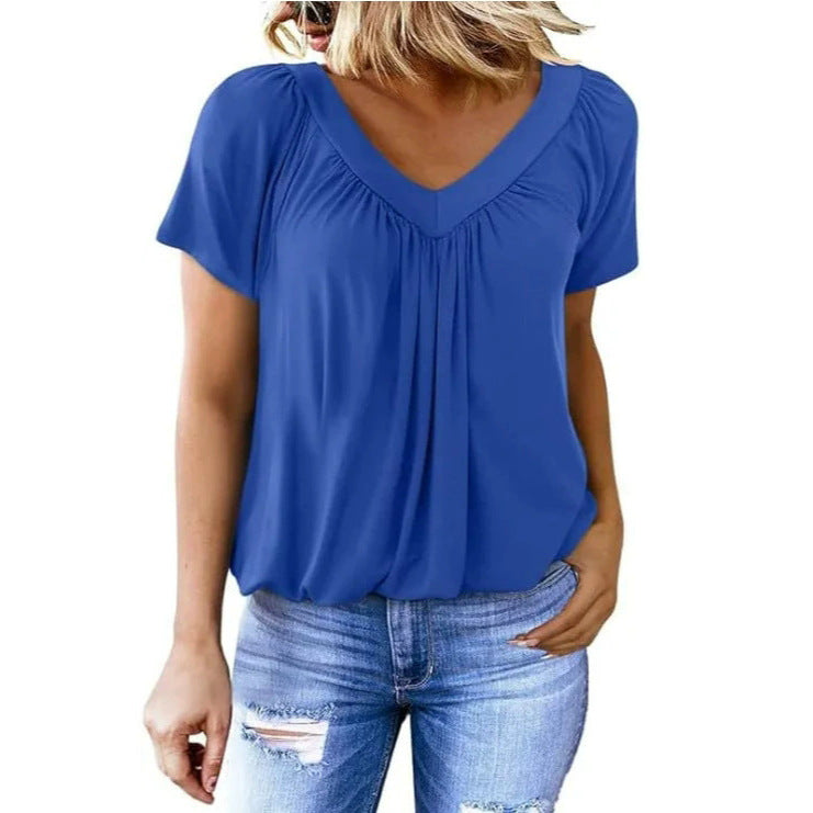 Damen V-Ausschnitt Bluse mit weichem Fall und modischem Schnitt Heidi-Mode