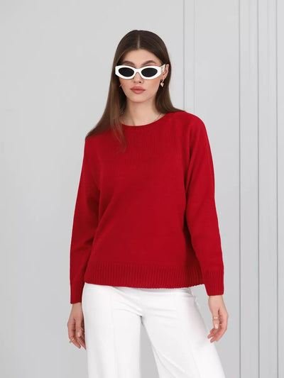 Damen lässiger Strickpullover mit komfortablem Schnitt und feiner Textur Heidi-Mode