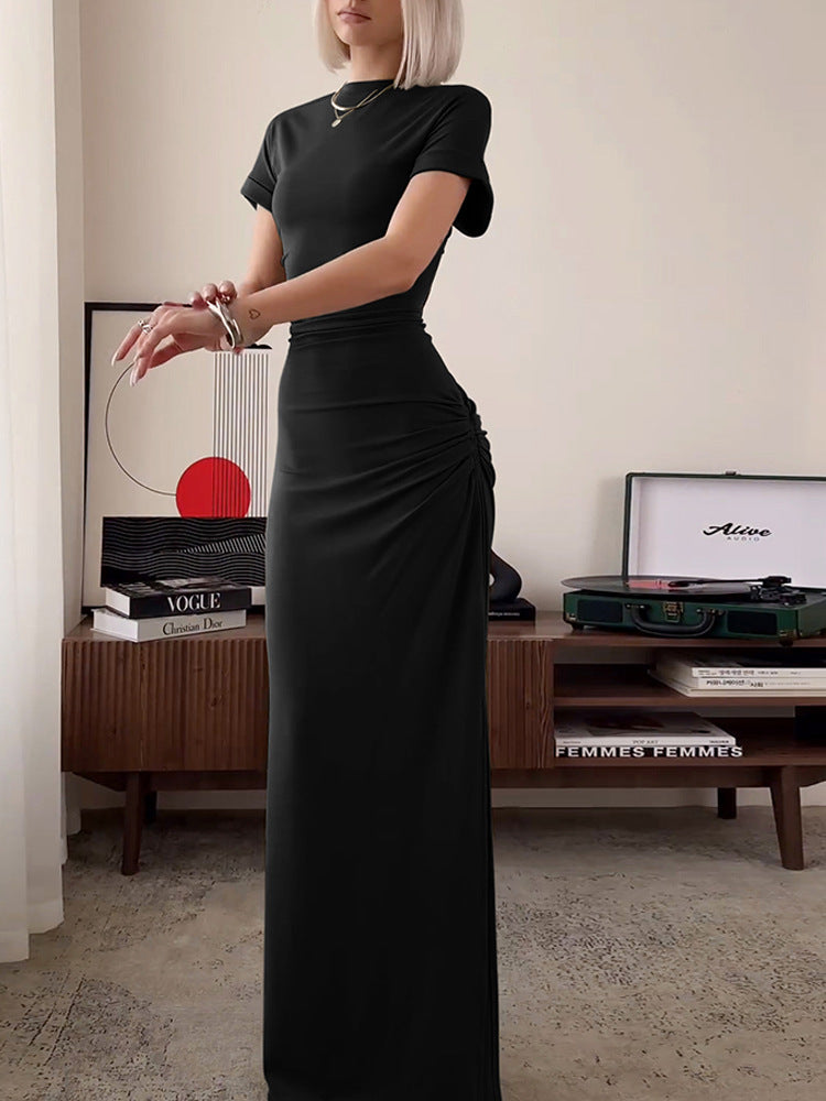 Damen Maxi-Kleid mit elegantem Rüschendesign und figurbetonter Silhouette Heidi-Mode
