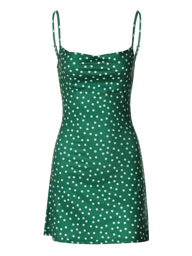 Damen Sommerkleid mit Punkten und spaghetti-Trägern Heidi-Mode