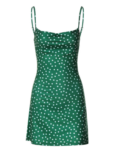 Damen Sommerkleid mit Punkten und spaghetti-Trägern Heidi-Mode