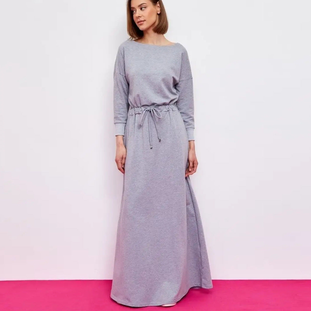 Damen Maxikleid mit lässigem Schnitt und Taillenzug Heidi-Mode
