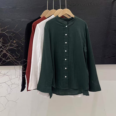 Femme Leichtes Langarm-Button-Up Tunika-Shirt Heidi-Mode