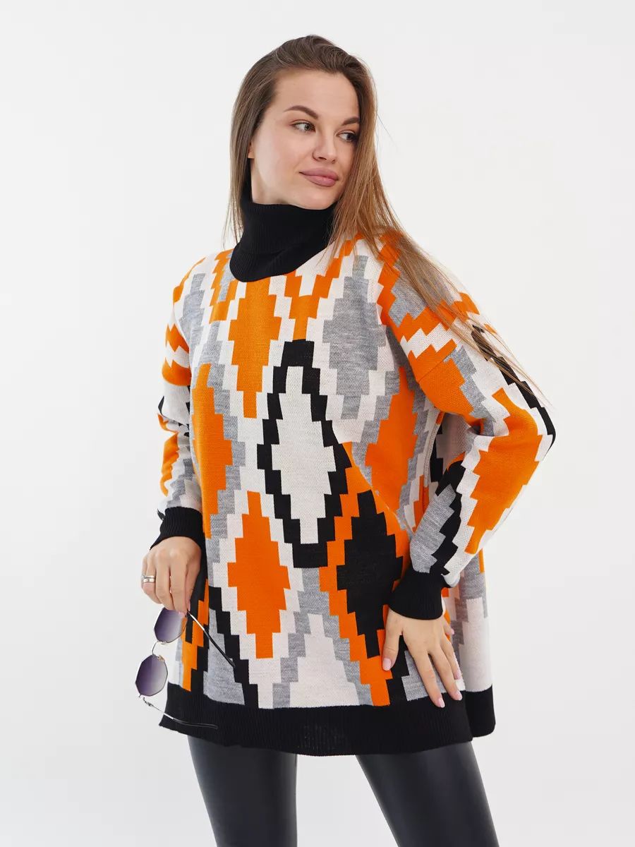 Damen Oversized Strickpullover mit grafischem Jacquard-Muster und lässigem Schnitt Heidi-Mode