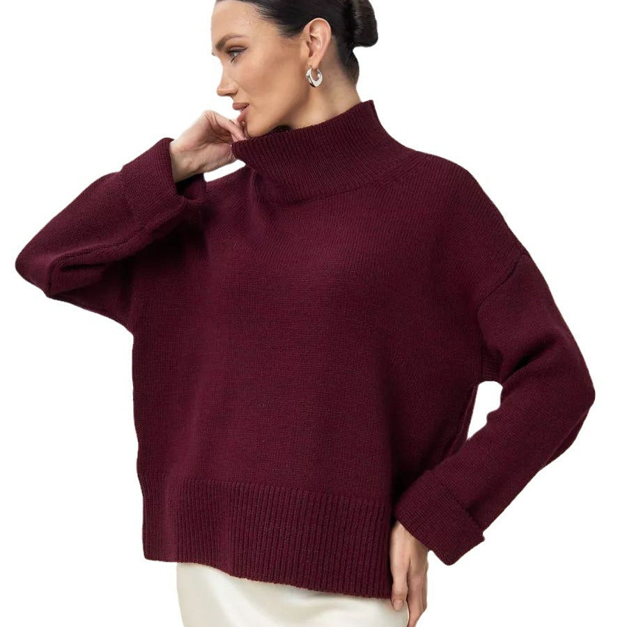 Damen lässiger Rollkragenpullover aus weichem Material Heidi-Mode
