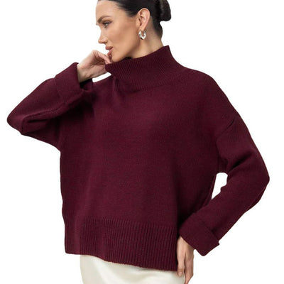 Damen lässiger Rollkragenpullover aus weichem Material Heidi-Mode