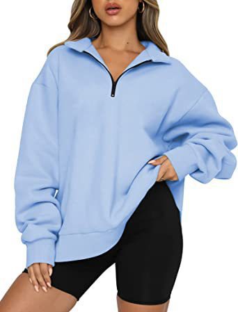 Damen Bequemer Oversized Pullover mit Reißverschluss Heidi-Mode