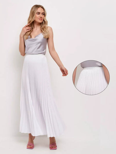 Damen Plissierter Maxirock mit elegantem Bund und fließendem Fall Heidi-Mode